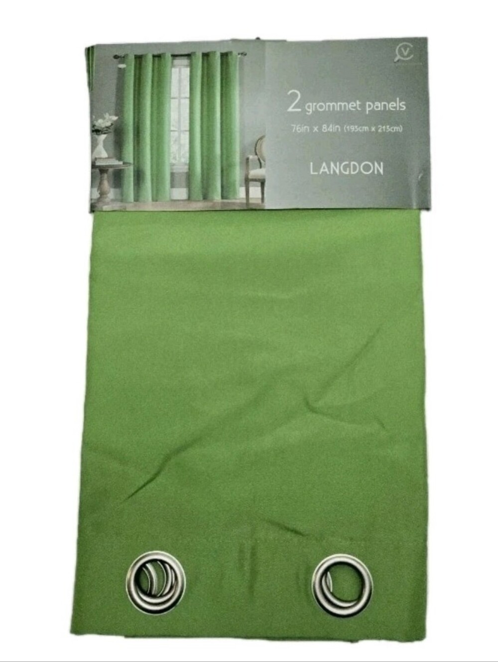 2pc Set Victoria Classics Langdon Grommet Panels 76x84 Curtains Pair Grass Green